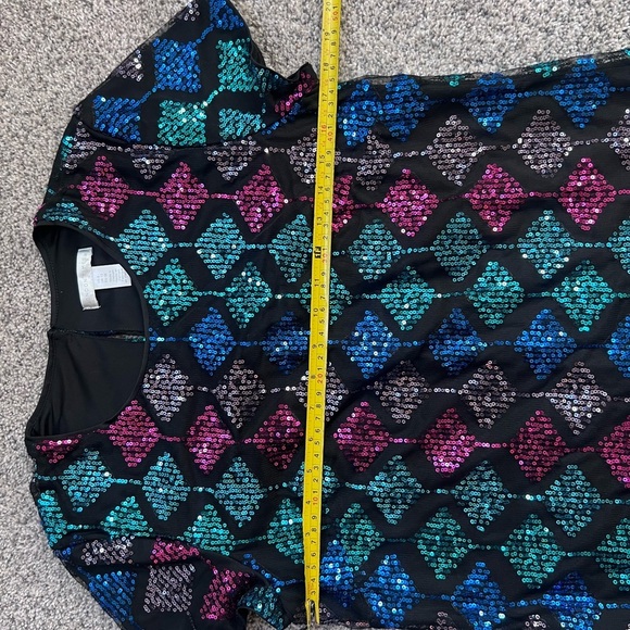 London Times Black Short Sequin Party Dress In Size US 8 - Picture 6 of 11